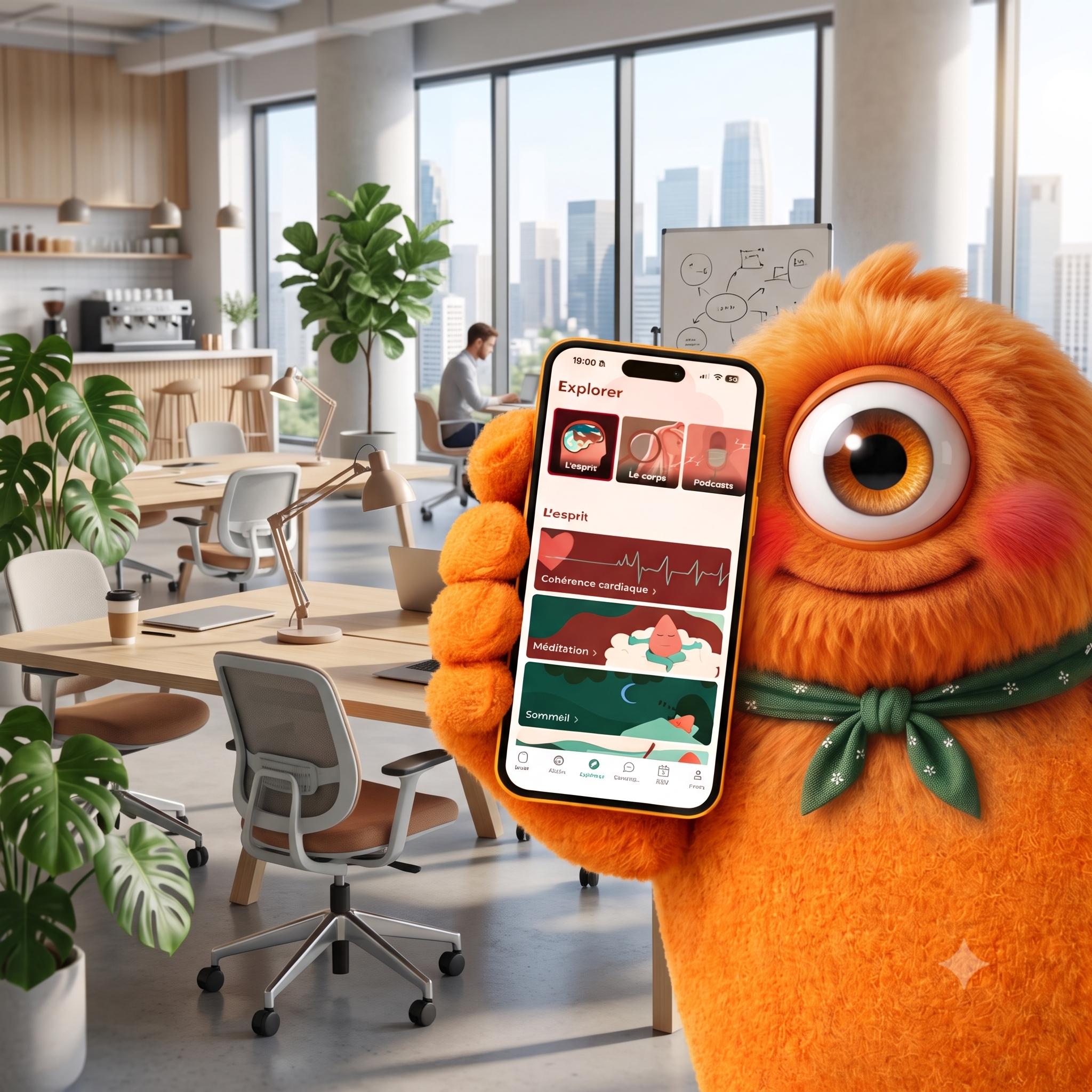 Oli présentant l'application Andrew au bureau